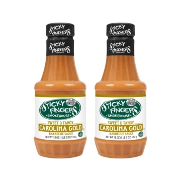 Sticky Fingers Carolina Classic Barbecue Sauce - Authentic Southern Flavor, Pack of 2, 18 Ounces