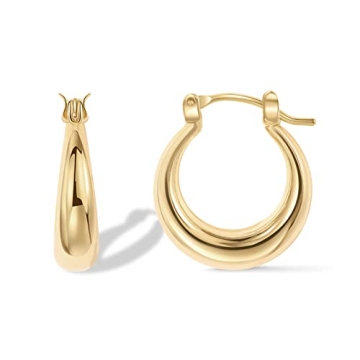 14K Gold Plated Hypoallergenic Hoops | PAVOI Chunky Earrings