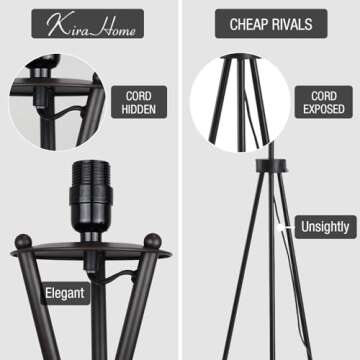 Kira Home Sadie 60" Modern Tripod LED Floor Lamp