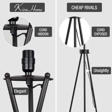 Kira Home Sadie 60" Modern Tripod LED Floor Lamp