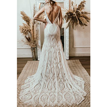 Ever Girl Beach Wedding Dress Vintage Lace Bohemian Gown