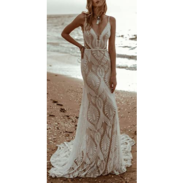 Ever Girl Beach Wedding Dress Vintage Lace Bohemian Gown