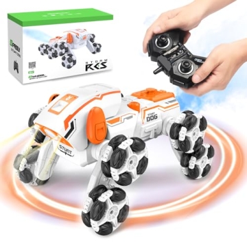 TRIPLEFINE Robot Dog RC-Car, 8WD Remote-Control-Car with Spraying Light, 2.4Ghz All Terrain RC Stunt...