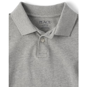 The Children's Place Boys Short Sleeve Pique Polo Shirt, Lt Grey, X-Large Husky