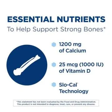 Citracal Slow Release 1200, 1200 mg Calcium Citrate and Calcium Carbonate with 25 mcg (1000 IU) Vitamin D3, Bone Health Support, Calcium Supplement for Ages 12+, Take Once Daily Caplet, 80 Count