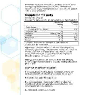 Citracal Slow Release 1200, 1200 mg Calcium Citrate and Calcium Carbonate with 25 mcg (1000 IU) Vitamin D3, Bone Health Support, Calcium Supplement for Ages 12+, Take Once Daily Caplet, 80 Count