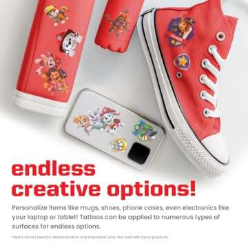 Savvi - 50 Paw Patrol Temporary Tattoos: All Characters, Skin-Safe Ink, Great for Birthday Parties, Gifts for Boys and Girls Ages 4-12+, Made in the USA [6 sheets, 50 count]