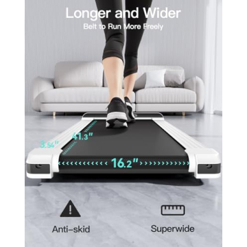 UMAY Fitness 512 Walking Pad, Under Desk Treadmill for Home and Office, Portable Walking Treadmill, Ultra Quiet 2.5 HP Brushless, 16.5x45.7” Wide Running Belt, 300LBS Capacity