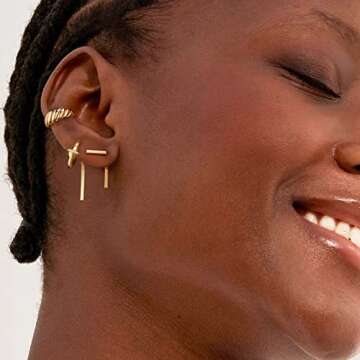 MYEARS Women's 14K Gold Filled Wrap Hoop Earring, 3.8-3.9mm, 6mm Twisted Band, Non-Pierced, Hypoalle...