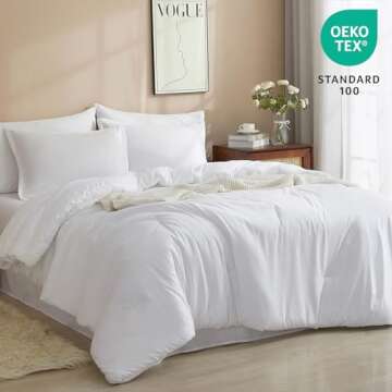 PHF 7 Pieces Queen Comforter Set, Lightweight Bed in A Bag & 18" Sheet Set for All Season, Ultra Sof...