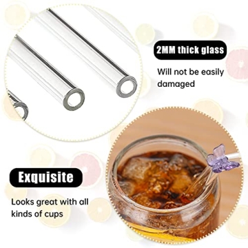 Colorful Butterfly Reusable Glass Straws - Fun & Eco-Friendly