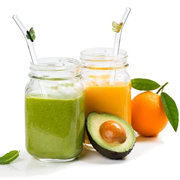 Colorful Butterfly Reusable Glass Straws - Fun & Eco-Friendly