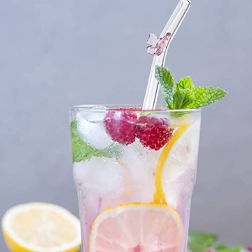 Colorful Butterfly Reusable Glass Straws - Fun & Eco-Friendly