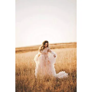 Kelaixiang Tulle Robe Elegant Bridal Dressing Gown