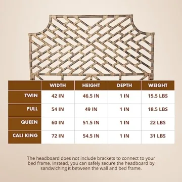 Kouboo Rattan Chippendal Headboard, Full, Handmade, Bedroom Furniture, Bohemian Decor, Headboard, Antique Brown