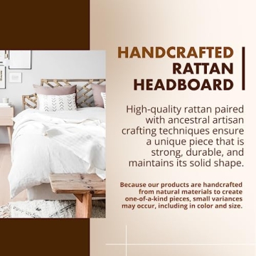 Kouboo Rattan Chippendal Headboard, Full, Handmade, Bedroom Furniture, Bohemian Decor, Headboard, Antique Brown