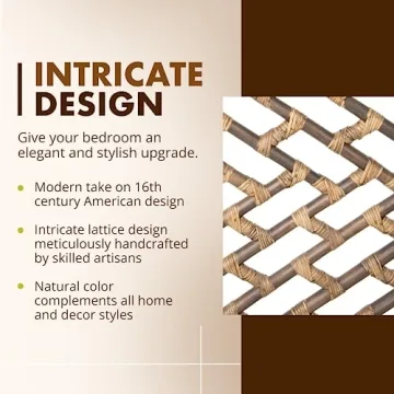 Kouboo Rattan Chippendal Headboard, Full, Handmade, Bedroom Furniture, Bohemian Decor, Headboard, Antique Brown