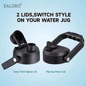 EALGRO Gallon Insulated Water Bottle Jug with Straw, 128 oz Large Stainless Steel Sports Metal Water...