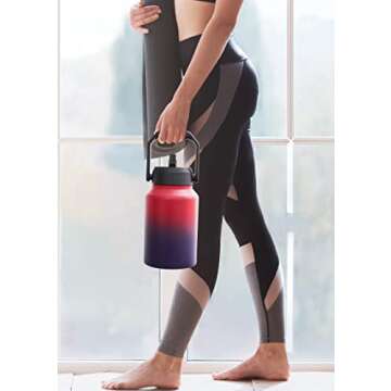 EALGRO Gallon Insulated Water Bottle Jug with Straw, 128 oz Large Stainless Steel Sports Metal Water Canteen With Handle, Thermal Water Cup Mug with 2 Lids, Dark Rainbow