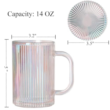 Elegant Iridescent Glass Coffee Mugs Set of 4