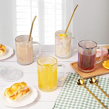Elegant Iridescent Glass Coffee Mugs Set of 4