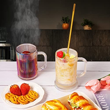 Elegant Iridescent Glass Coffee Mugs Set of 4