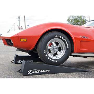 Race Ramps RR-56 Car Service Ramps (Set of Two) - 8" Lift for 10" W Tires - 10.8 Degree Approach Angle for Low Profile Vehicles - 1,500 lbs. per Ramp Weight Capacity