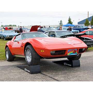 Race Ramps RR-56 Car Service Ramps (Set of Two) - 8" Lift for 10" W Tires - 10.8 Degree Approach Angle for Low Profile Vehicles - 1,500 lbs. per Ramp Weight Capacity