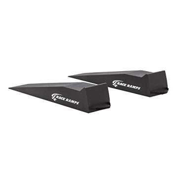 Race Ramps RR-56 Car Service Ramps (Set of Two) - 8" Lift for 10" W Tires - 10.8 Degree Approach Angle for Low Profile Vehicles - 1,500 lbs. per Ramp Weight Capacity