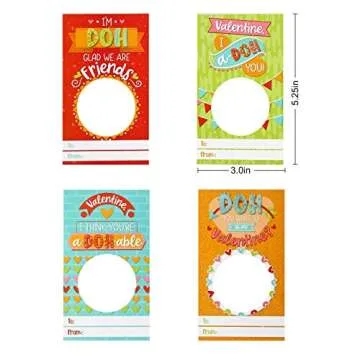 JOYIN 28 PCS Valentine Day Gift Cards with Colorful Playing Dough for Kids Party Favors, Valentine's Classroom Exchange Prize
