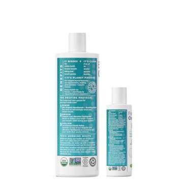 Essential Oxygen, Certified Organic Brushing Rinse, Combo, Peppermint, All Natural mouthwash, Dentist Recommended, Alcohol-Free Oral Care, 1 - 3 fl oz bottle and 1 - 16 fl oz bottle, BR (Pack of 2)