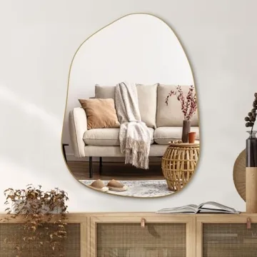 Stylish PERFNIQUE Asymmetrical Wall Mirror in Gold