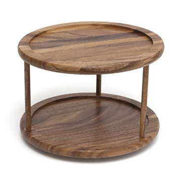 Lipper International 1302 Acacia Wood 2-Tier 10" Turntable - Organize with Style