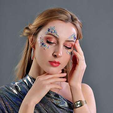 Meredmore 6Sets Festival Face Jewels stickers Body jewels stickers Glitter Rave Face Gems Rhinestone...