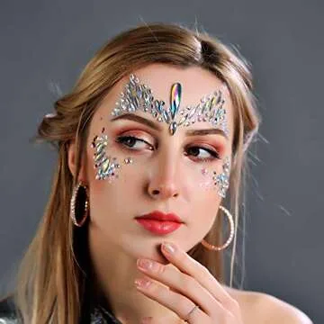 Meredmore 6 Sets Festival Face Jewels - Colorful Rhinestone Stickers