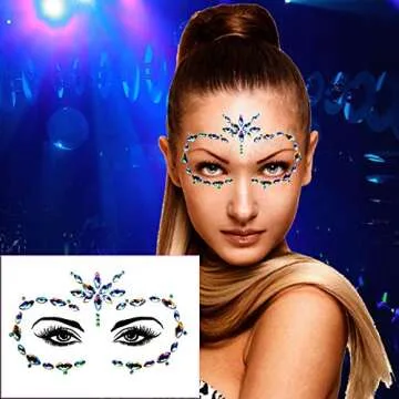 Meredmore 6 Sets Festival Face Jewels - Colorful Rhinestone Stickers