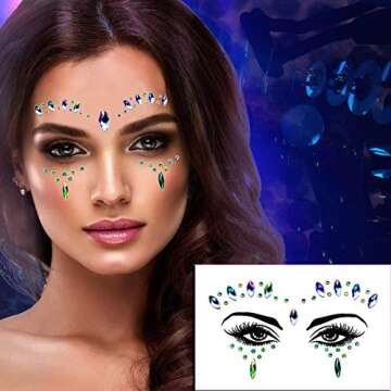 Meredmore 6Sets Festival Face Jewels stickers Body jewels stickers Glitter Rave Face Gems Rhinestones – Eye Body Gems | Rhinestone Stickers | Body Glitter Festival Rave & Party Accessories colorful