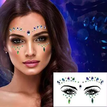 Meredmore 6 Sets Festival Face Jewels - Colorful Rhinestone Stickers