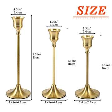 Vindar Candlestick Holders Taper Candle Holders - Set of 6 Gold Candle Sticks Holder Decorative for ...