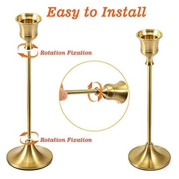 Vindar Gold Candlestick Holders Set - Elegant Taper Holders