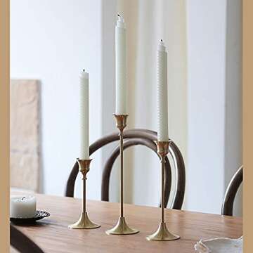 Vindar Candlestick Holders Taper Candle Holders - Set of 6 Gold Candle Sticks Holder Decorative for Dining Room, Centerpiece, Table, Wedding, Mantel, Candlelight Dinner, Party