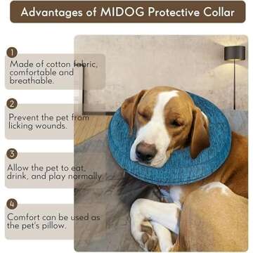 MIDOG Inflatable Dog Neck Donut Collar Alternative After Surgery, Soft Protective Recovery Cone for ...