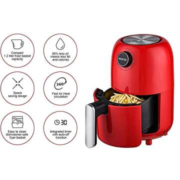 iRUNTEK Mini Small Air Fryer Oven Cooker, 1.3 Quart, Personal Healthy Air Fryer