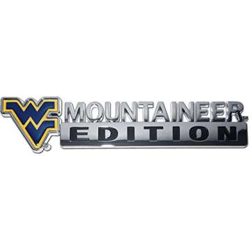Collegiate Edition ABS Molded Chrome Auto Emblem - West Virginia Blue w/Gold Trim