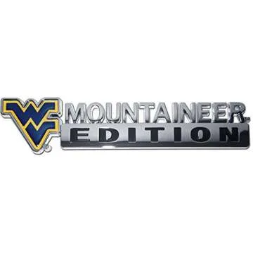 Collegiate Edition ABS Molded Chrome Auto Emblem - West Virginia Blue w/Gold Trim