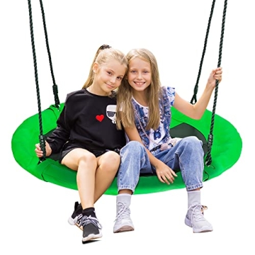 SUPER DEAL 40 Inch Green Saucer Tree Swing - Outdoor Fun for All Ages and Weights