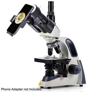 Swift SW380T 40X-2500X Magnification, Siedentopf Head, Research-Grade Trinocular Microscope Compound Lab with Wide-Field 10X/25X Eyepieces, Mechanical Stage, Ultra-Precise Focusing, Camera-Compatible