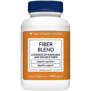 The Vitamin Shoppe Fiber Blend, A Natural Source of Insoluble and Soluble Fiber, Supports Digestive Health & Regularity (600 Capsules)