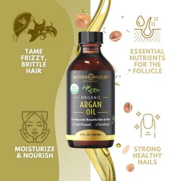 Argan Oil - 100% Pure Argan Oil for Hair, Face, Skin & Nails (4oz) - USDA Certified Organic Argan Oil of Morocco, Cold Pressed, Vegan, Non-GMO, Unfiltered & Natural Anti-Aging Moisturizer