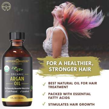 Argan Oil - 100% Pure Argan Oil for Hair, Face, Skin & Nails (4oz) - USDA Certified Organic Argan Oil of Morocco, Cold Pressed, Vegan, Non-GMO, Unfiltered & Natural Anti-Aging Moisturizer